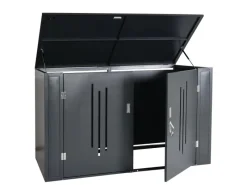2er-Fahrradgarage K64 Fahrradbox Gerätehaus Fahrradunterstand mit Deckel Abschließbar Metall 121x202x100cm*MCW Discount