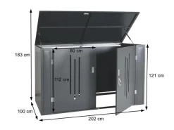 2er-Fahrradgarage K64 Fahrradbox Gerätehaus Fahrradunterstand mit Deckel Abschließbar Metall 121x202x100cm*MCW Discount
