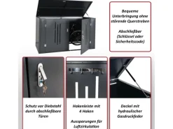 2er-Fahrradgarage K64 Fahrradbox Gerätehaus Fahrradunterstand mit Deckel Abschließbar Metall 121x202x100cm*MCW Discount