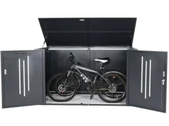 2er-Fahrradgarage K64 Fahrradbox Gerätehaus Fahrradunterstand mit Deckel Abschließbar Metall 121x202x100cm*MCW Discount