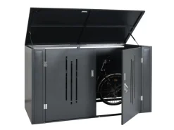 2er-Fahrradgarage K64 Fahrradbox Gerätehaus Fahrradunterstand mit Deckel Abschließbar Metall 121x202x100cm*MCW Discount