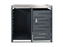 1er-Mülltonnenbox mit Holzlager H40 Anthrazit 125x130x80cm*MCW Outlet