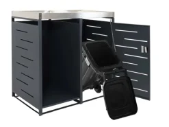 1er-Mülltonnenbox mit Holzlager H40 Anthrazit 125x130x80cm*MCW Outlet