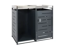 1er-Mülltonnenbox mit Holzlager H40 Anthrazit 125x130x80cm*MCW Outlet