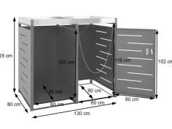 1er-Mülltonnenbox mit Holzlager H40 Anthrazit 125x130x80cm*MCW Outlet