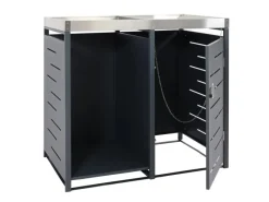 1er-Mülltonnenbox mit Holzlager H40 Anthrazit 125x130x80cm*MCW Outlet