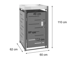 MCW Mülltonnenboxen|1er-Mülltonnenverkleidung H40b 110x60x62cm Anthrazit