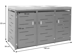 MCW Mülltonnenboxen|3er-Mülltonnenverkleidung H40 125x198x84cm Anthrazit