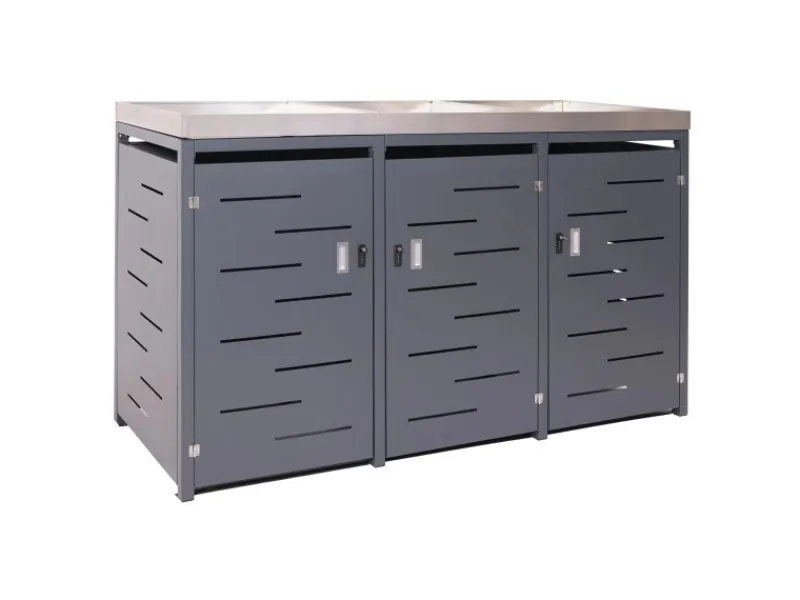 MCW Mülltonnenboxen|3er-Mülltonnenverkleidung H40 125x198x84cm Anthrazit