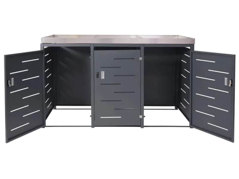 MCW Mülltonnenboxen|3er-Mülltonnenverkleidung H40 125x198x84cm Anthrazit