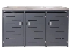 MCW Mülltonnenboxen|3er-Mülltonnenverkleidung H40 125x198x84cm Anthrazit