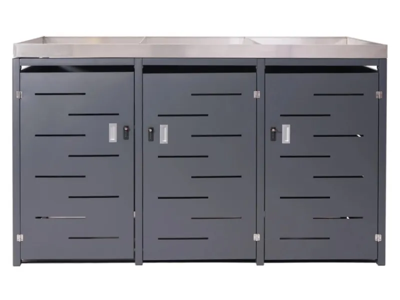 MCW Mülltonnenboxen|3er-Mülltonnenverkleidung H40 125x198x84cm Anthrazit