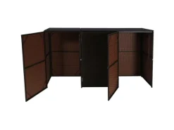 MCW Mülltonnenboxen|3er-Mülltonnenverkleidung E25 3x120l Braun 110x195x66cm