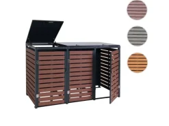 3er-Mülltonnenverkleidung K14 3x120l Walnuss-Holzoptik 119x205x84cm*MCW Sale