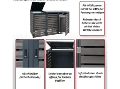 3er-Mülltonnenverkleidung K14 3x120l Walnuss-Holzoptik 119x205x84cm*MCW Sale