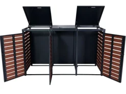 3er-Mülltonnenverkleidung K14 3x120l Walnuss-Holzoptik 119x205x84cm*MCW Sale