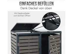 3er-Mülltonnenverkleidung K14 3x120l Walnuss-Holzoptik 119x205x84cm*MCW Sale