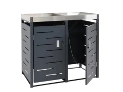 2er-Mülltonnenverkleidung H40b 110x115x62cm Anthrazit*MCW New