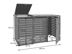 MCW Mülltonnenboxen|3er-Mülltonnenverkleidung K14 3x120l Anthrazit 119x205x84cm