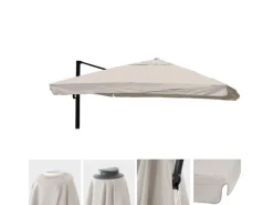 MCW Sonnenschirme|Ersatz-Bezug für Schirm A96 mit Flap 3,5x3,5m Creme-Grau