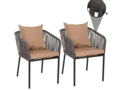 MCW Gartenstühle|2er-Set Gartenstuhl N41 Kissen Taupe