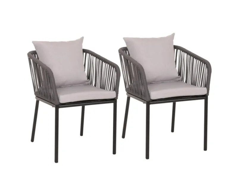2er-Set Gartenstuhl N41 Kissen Hellgrau*MCW Hot