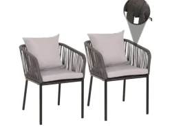 2er-Set Gartenstuhl N41 Kissen Hellgrau*MCW Hot
