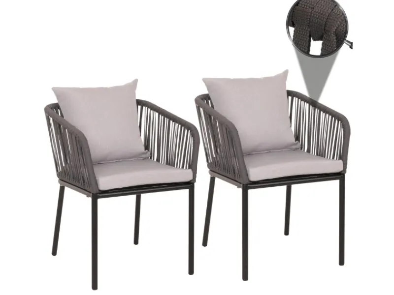 2er-Set Gartenstuhl N41 Kissen Hellgrau*MCW Hot