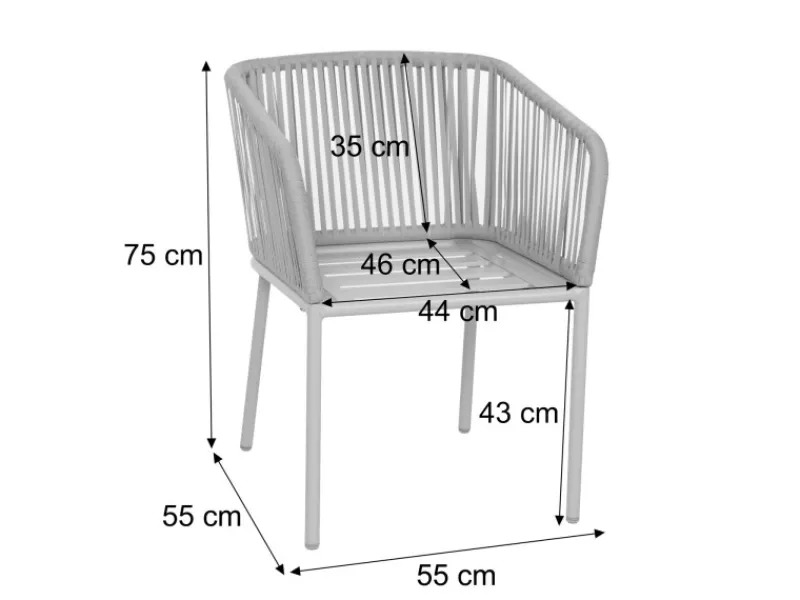 2er-Set Gartenstuhl N41 Kissen Hellgrau*MCW Hot