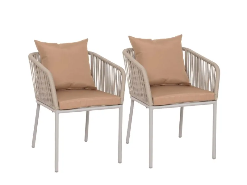 2er-Set Gartenstuhl N41 Kissen Taupe*MCW Clearance