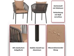2er-Set Gartenstuhl N41 Kissen Taupe*MCW Clearance