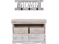 Garderobe mit Sitzbank Shabby 4-teilig Weiß*MCW New