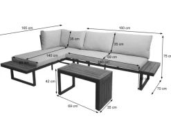 MCW Gartenmöbel-Sets|Garten Garnitur L27 3er-Set Dunkelgrau