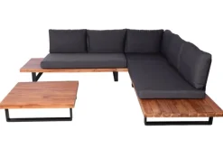 MCW Lounge-Gartenmöbel|Garten-Garnitur H54 2er-Set Braun Polster Dunkelgrau