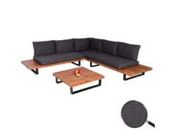 MCW Lounge-Gartenmöbel|Garten-Garnitur H54 2er-Set Braun Polster Dunkelgrau