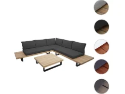 MCW Gartenmöbel-Sets|Garten-Garnitur H54 2er-Set Hellbraun Polster Dunkelgrau