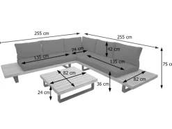 MCW Gartenmöbel-Sets|Garten-Garnitur H54 2er-Set Hellbraun Polster Dunkelgrau