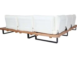 MCW Gartenmöbel-Sets|Garten-Garnitur H54 4er-Set Hellbraun Polster Cremeweiß