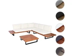 MCW Gartenmöbel-Sets|Garten-Garnitur H54 2er-Set Braun Polster Cremeweiß