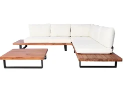 MCW Gartenmöbel-Sets|Garten-Garnitur H54 2er-Set Braun Polster Cremeweiß