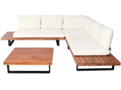 MCW Gartenmöbel-Sets|Garten-Garnitur H54 2er-Set Braun Polster Cremeweiß