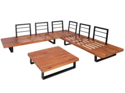 MCW Gartenmöbel-Sets|Garten-Garnitur H54 2er-Set Braun Polster Cremeweiß