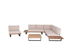MCW Gartenmöbel-Sets|Garten-Garnitur H54 4er-Set Hellbraun Polster Beige