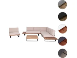 MCW Gartenmöbel-Sets|Garten-Garnitur H54 4er-Set Hellbraun Polster Beige