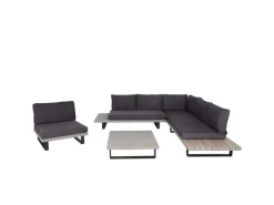 MCW Gartenmöbel-Sets|Garten-Garnitur H54 4er-Set Grau Polster Dunkelgrau