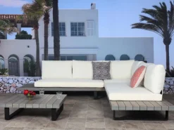 Garten-Garnitur H54 2er-Set Grau Polster Cremeweiß*MCW Online