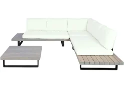 Garten-Garnitur H54 2er-Set Grau Polster Cremeweiß*MCW Online