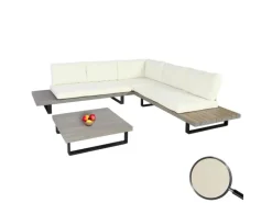 Garten-Garnitur H54 2er-Set Grau Polster Cremeweiß*MCW Online