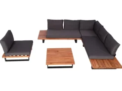 Garten-Garnitur H54 4er-Set Braun Polster Dunkelgrau*MCW Clearance