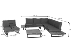 Garten-Garnitur H54 4er-Set Braun Polster Dunkelgrau*MCW Clearance